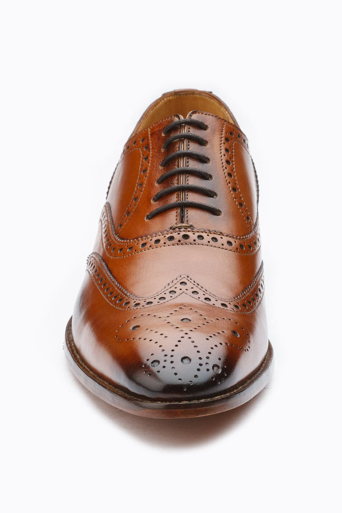 WINGCAP BROGUE OXFORD WITH MEDALLION- TAN