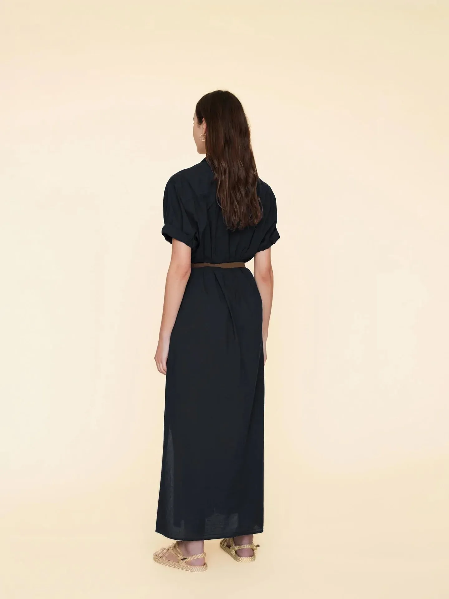 Xirena LINNET Short Sleeve Maxi Dress in Black 