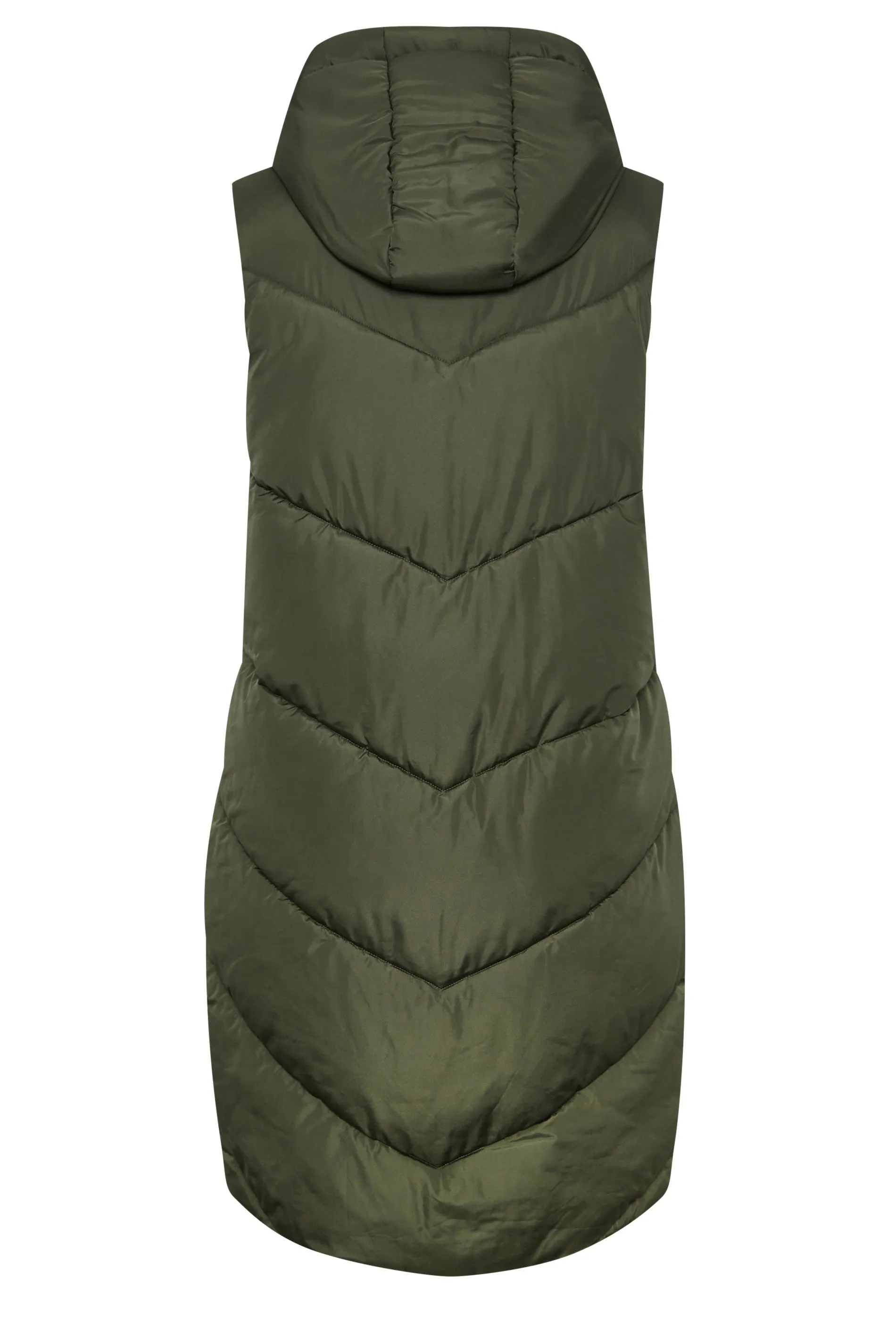 YOURS Curve Green Quilted Longline Hooded Gilet